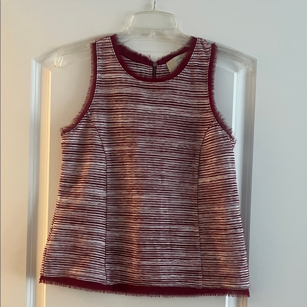 Anthropologie Burgundy and White Striped Tank Top